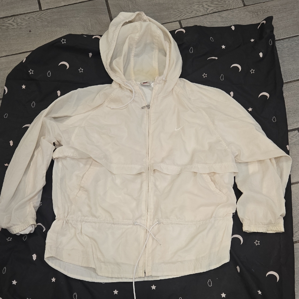 Nike Vintage White Windbreaker‎ Hooded Jacket – Size L